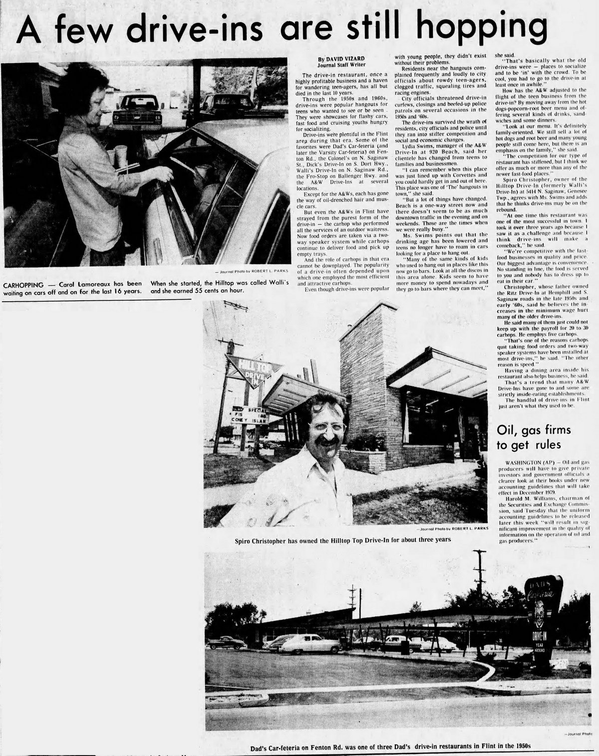 Dads Drive-In (Varsity Drive-In, D&D Drive-In, Stewarts) - Aug 30 1978 Article (newer photo)